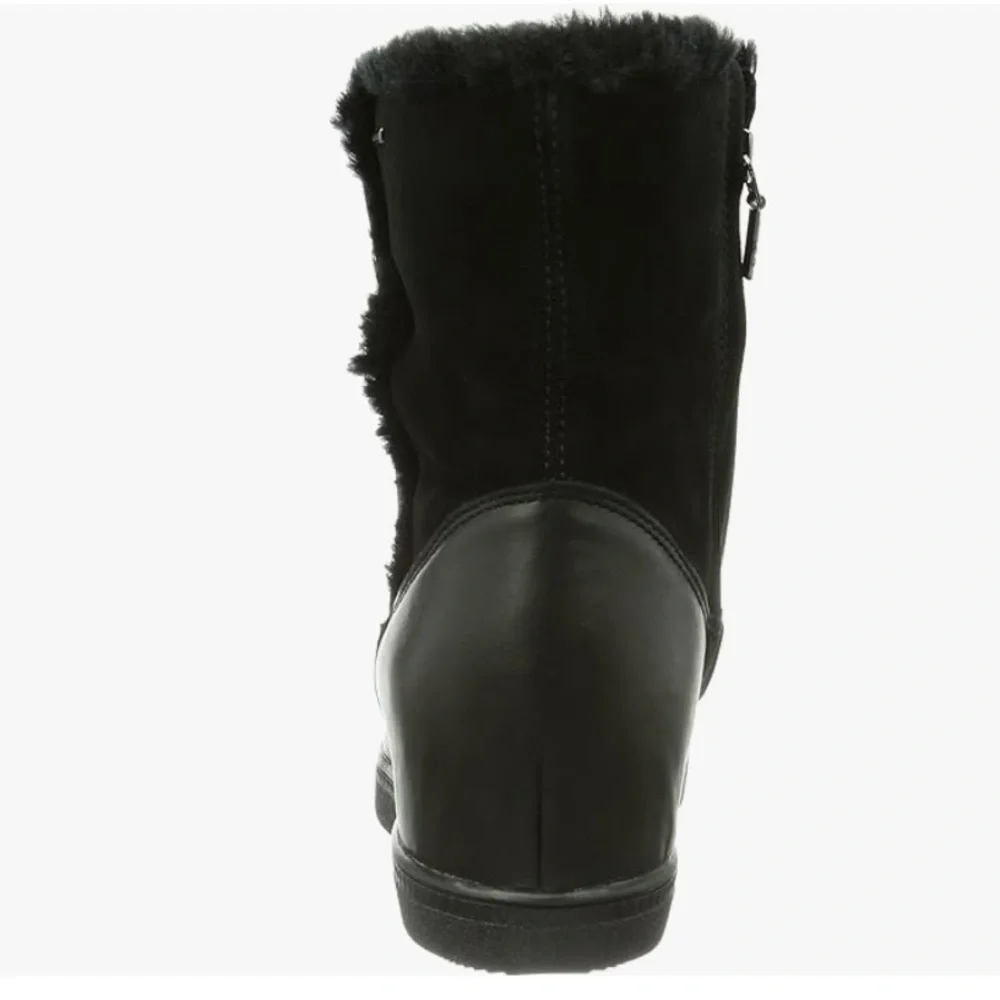 Geox Black Wedge Waterproof Black Leather Winter Boots